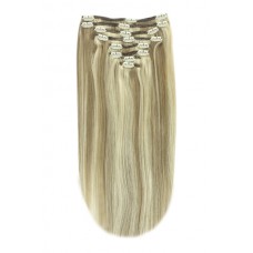 Remy Human Hair extensions straight 16" - bruin / blond 9/613