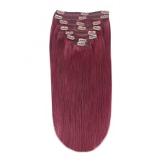 Remy Human Hair extensions straight - red 99J#
