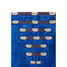 Remy Human Hair extensions Double Weft straight - blauw Blue#