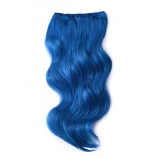 Remy Human Hair extensions Double Weft straight - blauw Blue#