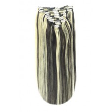 Remy Human Hair extensions straight - zwart / blond 1B/613