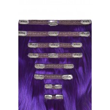 Remy Human Hair extensions Double Weft straight - purple#