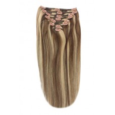 Remy Human Hair extensions straight 16" - bruin / blond 4/27