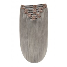 Remy Human Hair extensions straight 16" - zilver grijs SG