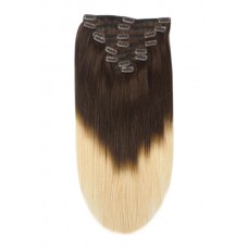 Remy Human Hair extensions Double Weft straight - bruin / blond T2/27#