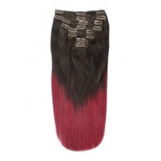 Remy Human Hair extensions Double Weft straight - bruin / rood T2/530#