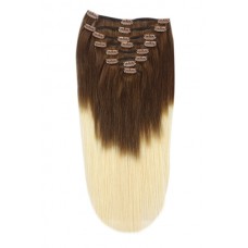 Remy Human Hair extensions Double Weft straight - bruin / blond T4/613#