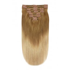 Remy Human Hair extensions Double Weft straight - bruin / blond T6/27#